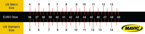 Mavic Fury Size Chart