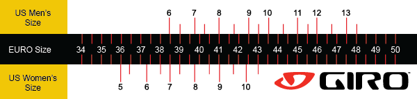 Giro shoe size chart