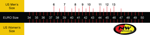 Northwave Shoe Size Chart