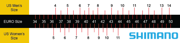 shimano rp3 size chart