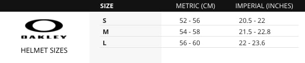 Oakley Helmets Size Chart