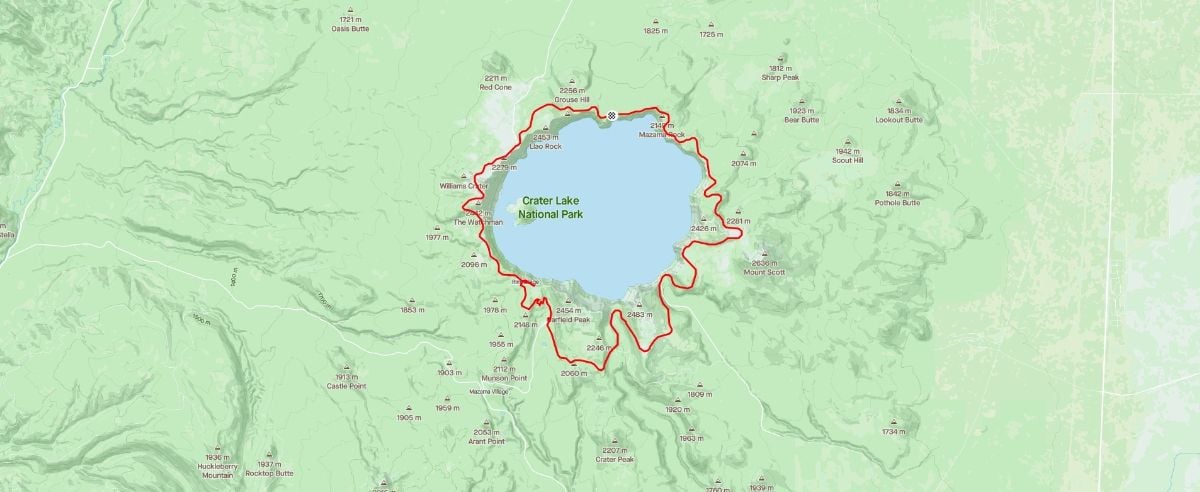 Crater Lake Ride Report Map